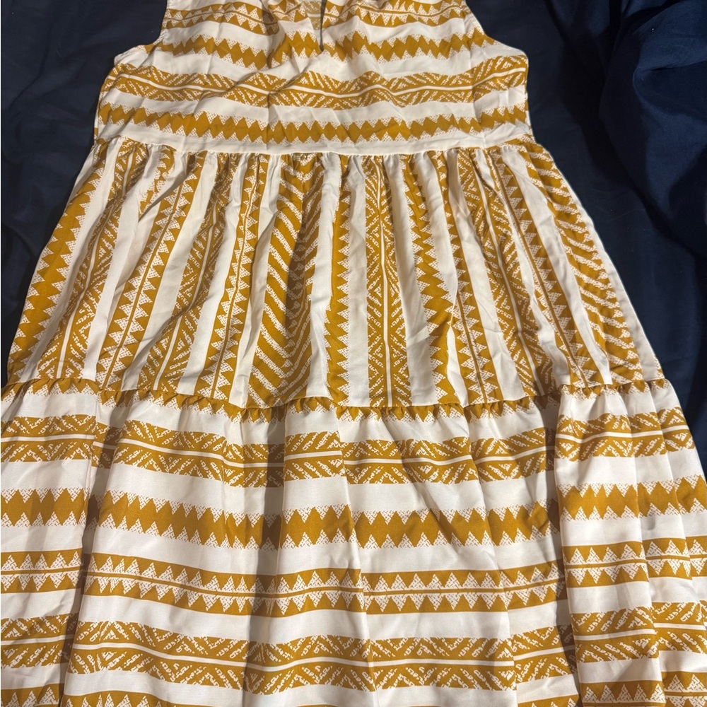 Cupshe Mustard and White dress